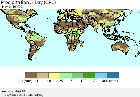 World Precipitation 5-Day (CPC) Thematic Map For 5/6/2021 - 5/10/2021