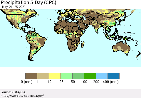 World Precipitation 5-Day (CPC) Thematic Map For 5/21/2021 - 5/25/2021