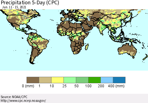 World Precipitation 5-Day (CPC) Thematic Map For 6/11/2021 - 6/15/2021