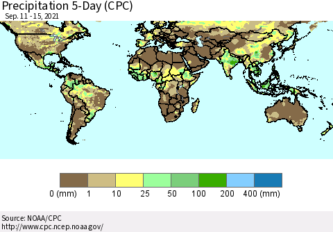 World Precipitation 5-Day (CPC) Thematic Map For 9/11/2021 - 9/15/2021