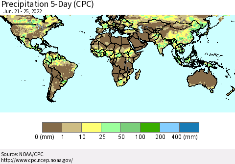 World Precipitation 5-Day (CPC) Thematic Map For 6/21/2022 - 6/25/2022