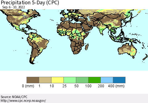 World Precipitation 5-Day (CPC) Thematic Map For 9/6/2022 - 9/10/2022