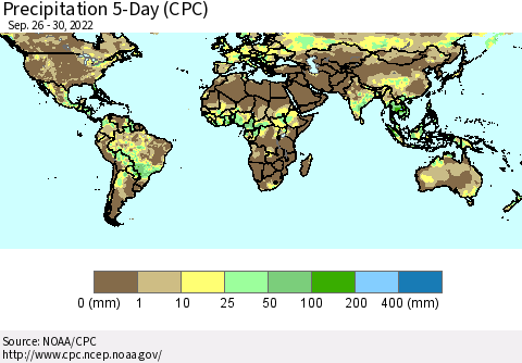World Precipitation 5-Day (CPC) Thematic Map For 9/26/2022 - 9/30/2022