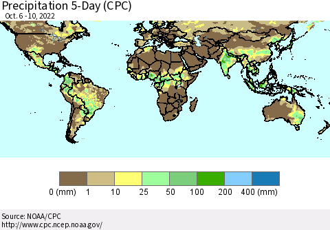 World Precipitation 5-Day (CPC) Thematic Map For 10/6/2022 - 10/10/2022