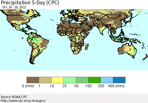 World Precipitation 5-Day (CPC) Thematic Map For 10/16/2022 - 10/20/2022