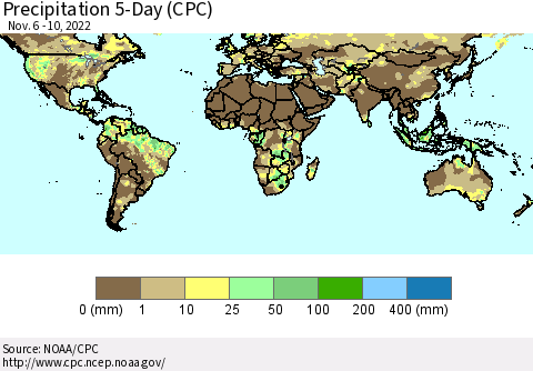 World Precipitation 5-Day (CPC) Thematic Map For 11/6/2022 - 11/10/2022