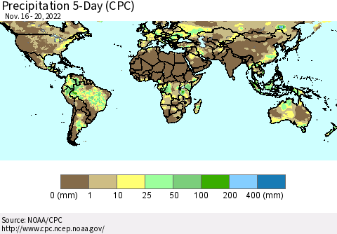 World Precipitation 5-Day (CPC) Thematic Map For 11/16/2022 - 11/20/2022