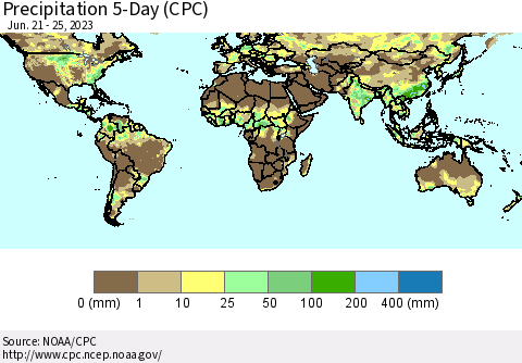 World Precipitation 5-Day (CPC) Thematic Map For 6/21/2023 - 6/25/2023