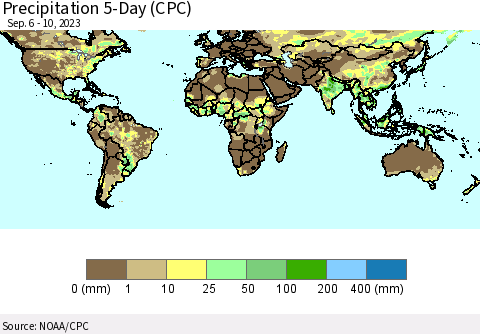 World Precipitation 5-Day (CPC) Thematic Map For 9/6/2023 - 9/10/2023