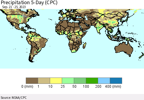 World Precipitation 5-Day (CPC) Thematic Map For 9/21/2023 - 9/25/2023
