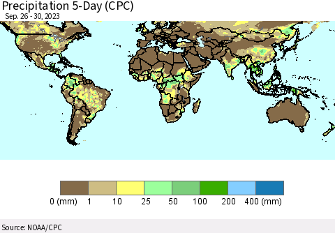 World Precipitation 5-Day (CPC) Thematic Map For 9/26/2023 - 9/30/2023