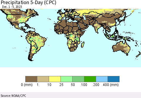 World Precipitation 5-Day (CPC) Thematic Map For 12/1/2023 - 12/5/2023
