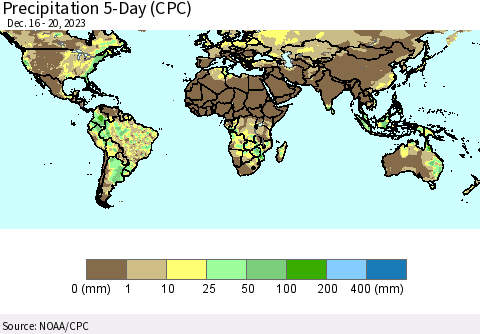 World Precipitation 5-Day (CPC) Thematic Map For 12/16/2023 - 12/20/2023