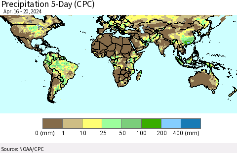 World Precipitation 5-Day (CPC) Thematic Map For 4/16/2024 - 4/20/2024