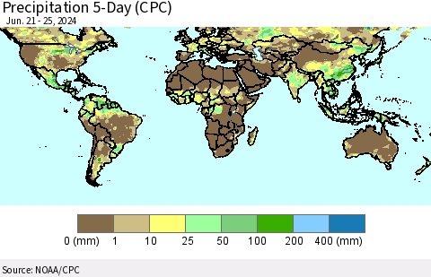 World Precipitation 5-Day (CPC) Thematic Map For 6/21/2024 - 6/25/2024