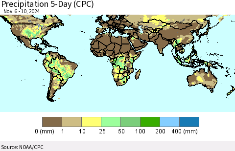 World Precipitation 5-Day (CPC) Thematic Map For 11/6/2024 - 11/10/2024