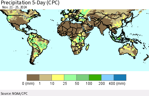 World Precipitation 5-Day (CPC) Thematic Map For 11/21/2024 - 11/25/2024