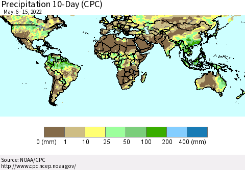 World Precipitation 10-Day (CPC) Thematic Map For 5/6/2022 - 5/15/2022