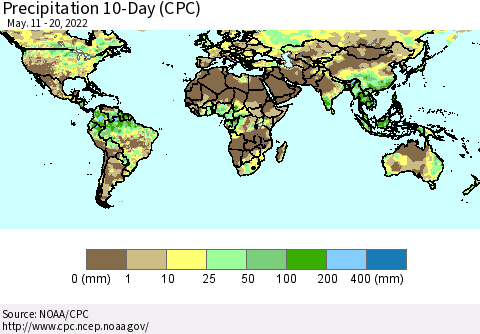 World Precipitation 10-Day (CPC) Thematic Map For 5/11/2022 - 5/20/2022