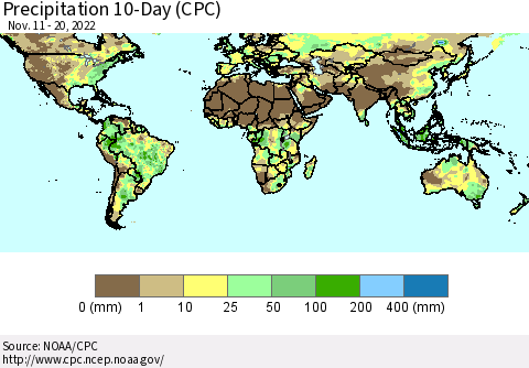 World Precipitation 10-Day (CPC) Thematic Map For 11/11/2022 - 11/20/2022