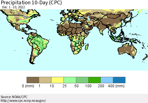 World Precipitation 10-Day (CPC) Thematic Map For 12/1/2022 - 12/10/2022