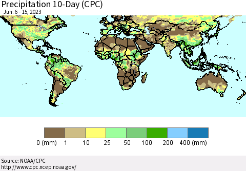 World Precipitation 10-Day (CPC) Thematic Map For 6/6/2023 - 6/15/2023