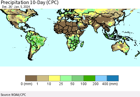 World Precipitation 10-Day (CPC) Thematic Map For 12/26/2023 - 1/5/2024