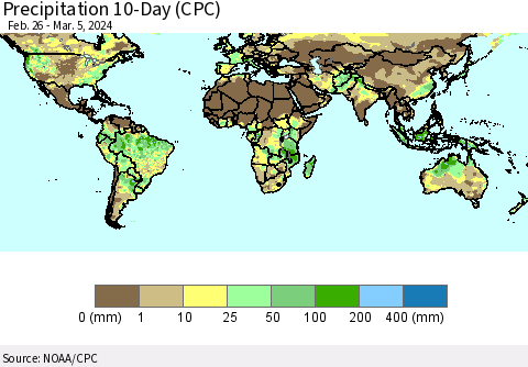 World Precipitation 10-Day (CPC) Thematic Map For 2/26/2024 - 3/5/2024