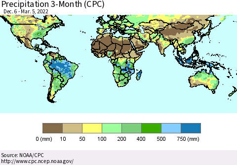 World Precipitation 3-Month (CPC) Thematic Map For 12/6/2021 - 3/5/2022