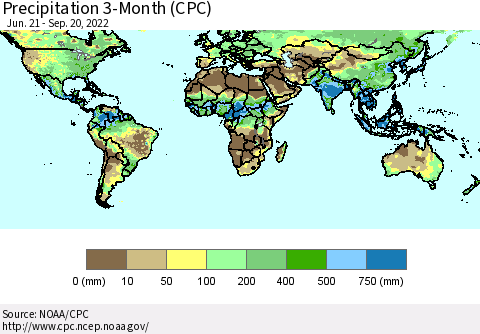 World Precipitation 3-Month (CPC) Thematic Map For 6/21/2022 - 9/20/2022
