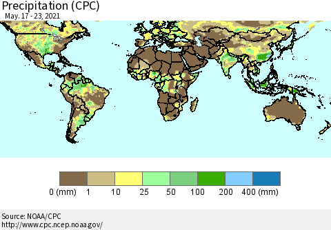 World Precipitation (CPC) Thematic Map For 5/17/2021 - 5/23/2021
