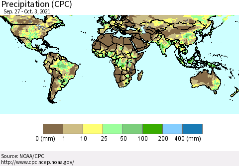 World Precipitation (CPC) Thematic Map For 9/27/2021 - 10/3/2021