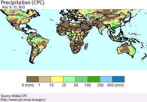 World Precipitation (CPC) Thematic Map For 5/9/2022 - 5/15/2022