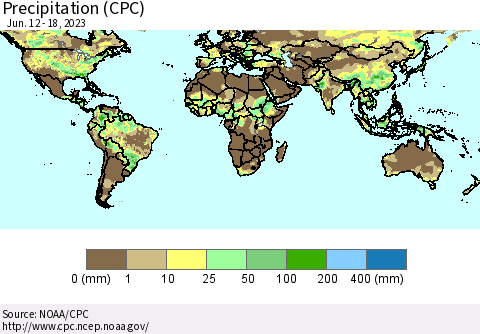 World Precipitation (CPC) Thematic Map For 6/12/2023 - 6/18/2023
