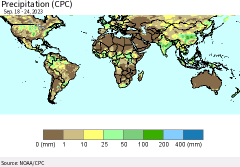 World Precipitation (CPC) Thematic Map For 9/18/2023 - 9/24/2023