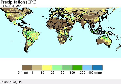 World Precipitation (CPC) Thematic Map For 2/12/2024 - 2/18/2024
