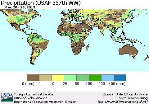 World Precipitation (USAF 557th WW) Thematic Map For 5/20/2019 - 5/26/2019