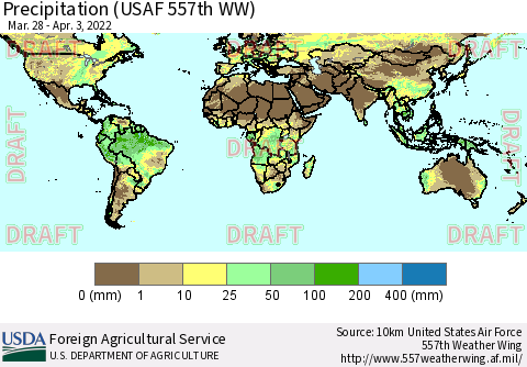 World Precipitation (USAF 557th WW) Thematic Map For 3/28/2022 - 4/3/2022