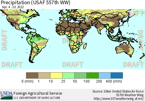 World Precipitation (USAF 557th WW) Thematic Map For 4/4/2022 - 4/10/2022