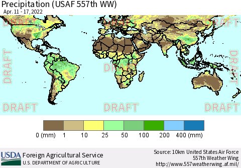 World Precipitation (USAF 557th WW) Thematic Map For 4/11/2022 - 4/17/2022