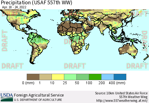 World Precipitation (USAF 557th WW) Thematic Map For 4/18/2022 - 4/24/2022