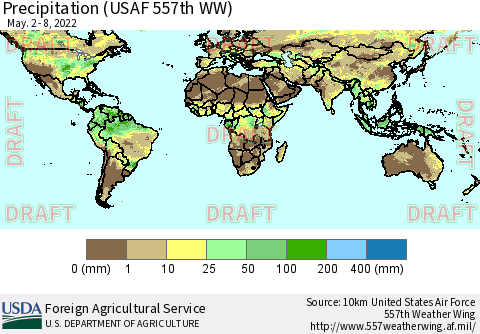 World Precipitation (USAF 557th WW) Thematic Map For 5/2/2022 - 5/8/2022