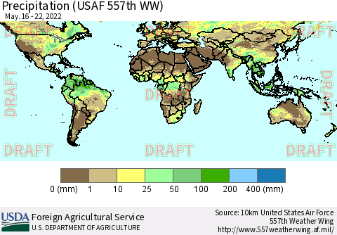 World Precipitation (USAF 557th WW) Thematic Map For 5/16/2022 - 5/22/2022