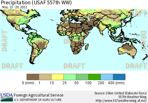 World Precipitation (USAF 557th WW) Thematic Map For 5/23/2022 - 5/29/2022