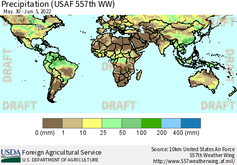World Precipitation (USAF 557th WW) Thematic Map For 5/30/2022 - 6/5/2022
