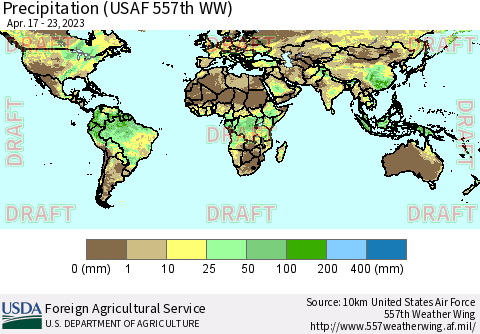 World Precipitation (USAF 557th WW) Thematic Map For 4/17/2023 - 4/23/2023