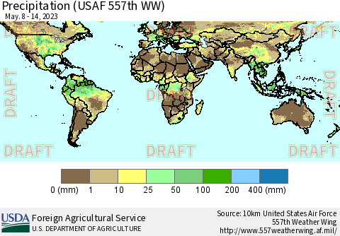 World Precipitation (USAF 557th WW) Thematic Map For 5/8/2023 - 5/14/2023