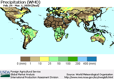 World Precipitation (WMO) Thematic Map For 2/24/2020 - 3/1/2020