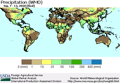 World Precipitation (WMO) Thematic Map For 9/7/2020 - 9/13/2020