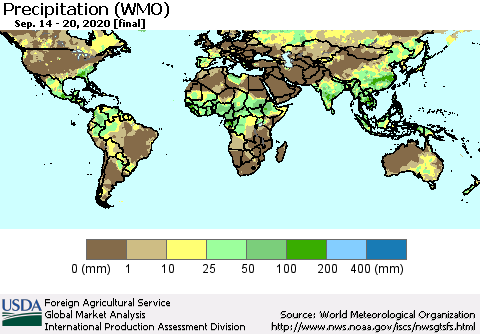 World Precipitation (WMO) Thematic Map For 9/14/2020 - 9/20/2020